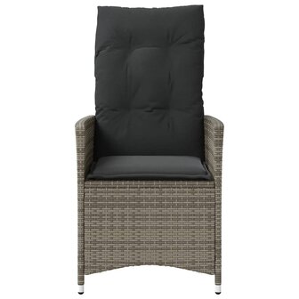 Tuinstoelen 2 st verstelbaar met kussens poly rattan grijs