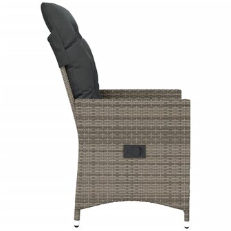 Tuinstoelen 2 st verstelbaar met kussens poly rattan grijs