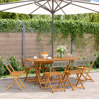 Tuinstoelen 6 st inklapbaar poly rattan en massief hout grijs