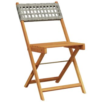 Tuinstoelen 6 st inklapbaar poly rattan en massief hout grijs