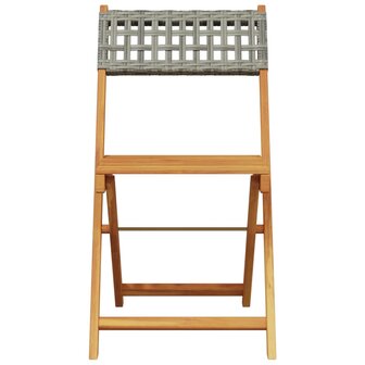 Tuinstoelen 6 st inklapbaar poly rattan en massief hout grijs