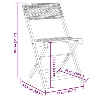 Tuinstoelen 6 st inklapbaar poly rattan en massief hout grijs