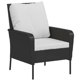 Tuinstoel met voetenbank poly rattan zwart