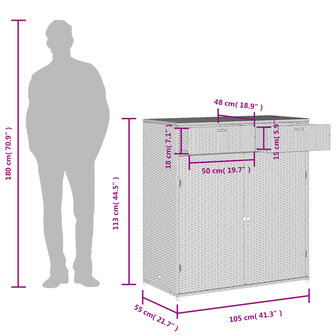Tuinkast 105x55x113 cm poly rattan bruin