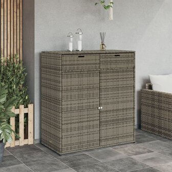 Tuinkast 105x55x113 cm poly rattan grijs