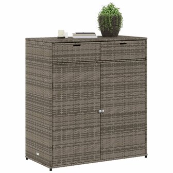 Tuinkast 105x55x113 cm poly rattan grijs