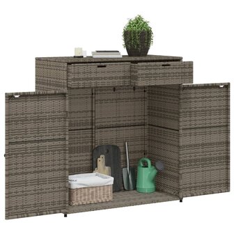 Tuinkast 105x55x113 cm poly rattan grijs