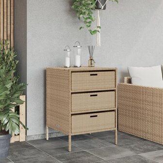 Tuinkast 55x59x80 cm poly rattan beige