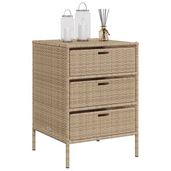 Tuinkast 55x59x80 cm poly rattan beige