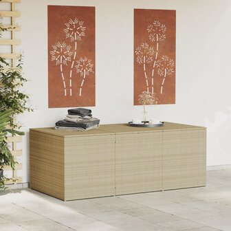 Tuinbox met wielen 984 L poly rattan gemengd beige