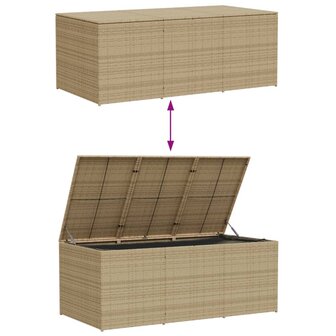 Tuinbox met wielen 984 L poly rattan gemengd beige