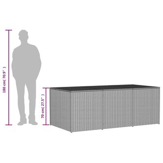 Tuinbox met wielen 984 L poly rattan gemengd beige