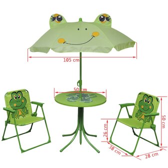 3-delige Bistroset voor kinderen met parasol groen