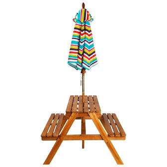 Kinderpicknicktafel met parasol 79x90x60 cm massief acaciahout