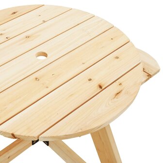 Picknicktafel voor 4 kinderen met parasolgat rond vurenhout