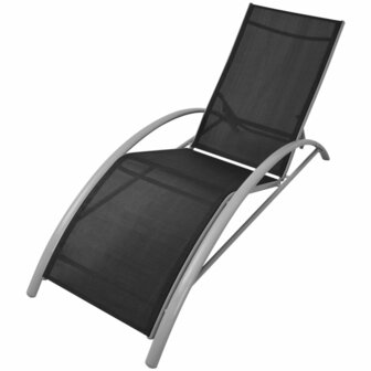 Ligbedden met parasol aluminium zwart