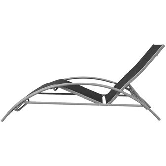 Ligbedden met parasol aluminium zwart