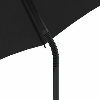 Tuinbank 2-zits met parasol en voetenbanken poly rattan grijs