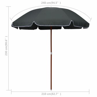 Parasol met stalen paal 240 cm antracietkleurig