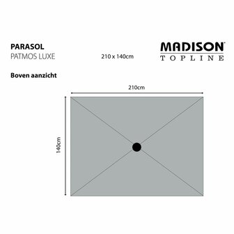 Parasol Patmos Luxe rechthoekig 210x140 cm grijs