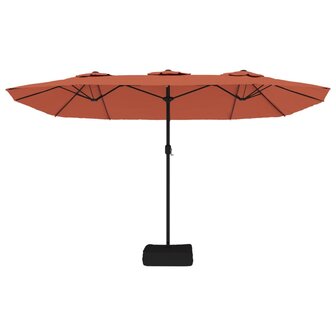Parasol dubbel dak met LED 449x245 cm terracottakleurig
