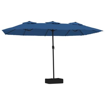 Parasol dubbel dak met LED 449x245 cm azuurblauw