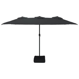 Parasol dubbel dak met LED 449x245 cm zwart