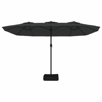 Parasol dubbel dak met LED 449x245 cm zwart