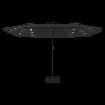 Parasol dubbel dak met LED 449x245 cm zwart