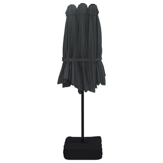 Parasol dubbel dak met LED 449x245 cm zwart