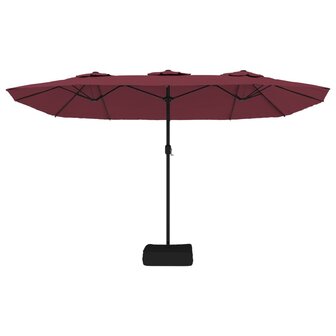 Parasol dubbel dak met LED 449x245 cm bordeauxrood
