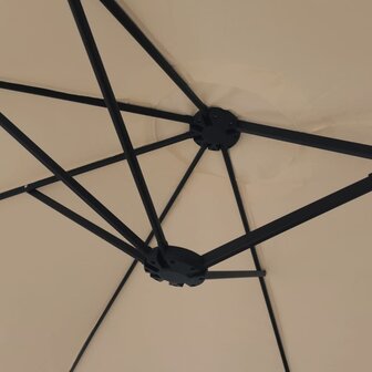 Parasol dubbel dak met LED 449x245 cm taupe