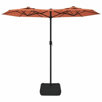 Parasol dubbel dak met LED&#039;s 316x240 cm terracottakleurig