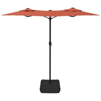 Parasol dubbel dak met LED&#039;s 316x240 cm terracottakleurig