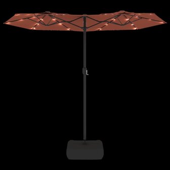Parasol dubbel dak met LED&#039;s 316x240 cm terracottakleurig