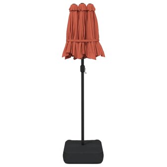 Parasol dubbel dak met LED&#039;s 316x240 cm terracottakleurig