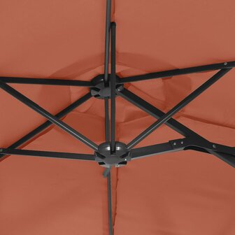 Parasol dubbel dak met LED&#039;s 316x240 cm terracottakleurig