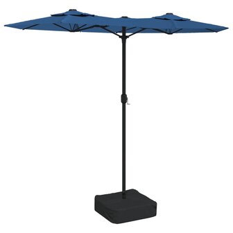 Parasol dubbel dak met LED 316x240 cm azuurblauw