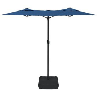 Parasol dubbel dak met LED 316x240 cm azuurblauw