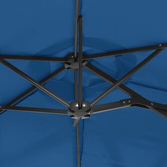 Parasol dubbel dak met LED 316x240 cm azuurblauw
