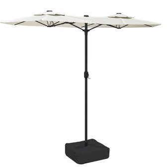 Parasol dubbel dak met LED 316x240 cm zandwit