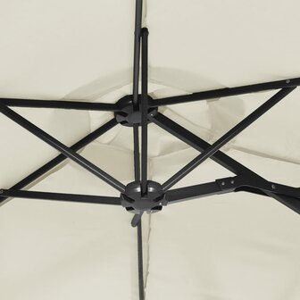 Parasol dubbel dak met LED 316x240 cm zandwit