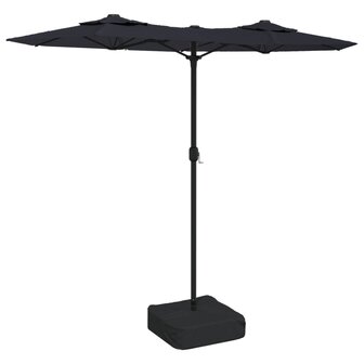 Parasol dubbel dak met LED&#039;s 316x240 cm zwart