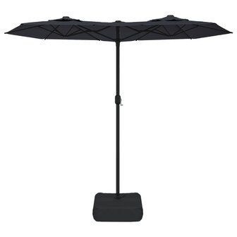 Parasol dubbel dak met LED&#039;s 316x240 cm zwart