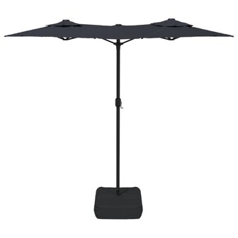 Parasol dubbel dak met LED&#039;s 316x240 cm zwart