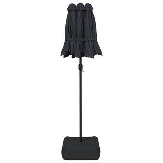 Parasol dubbel dak met LED&#039;s 316x240 cm zwart