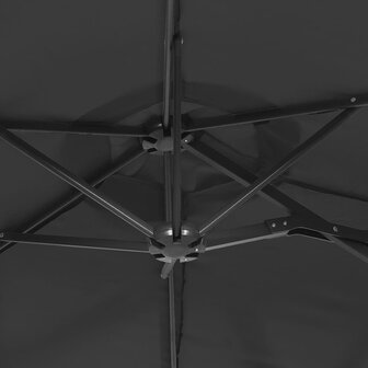 Parasol dubbel dak met LED&#039;s 316x240 cm zwart