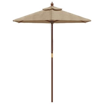 Parasol met houten paal 196x231 cm taupe
