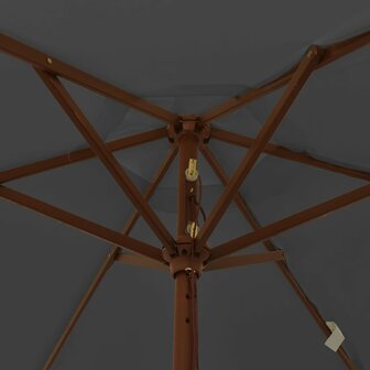 Parasol met houten paal 196x231 cm antracietkleurig