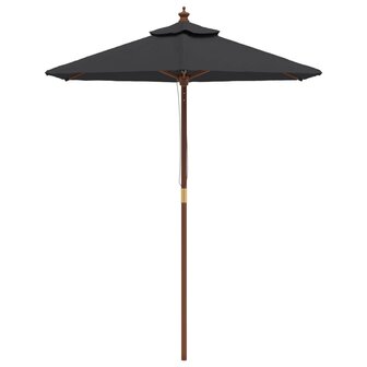 Parasol met houten paal 196x231 cm zwart
